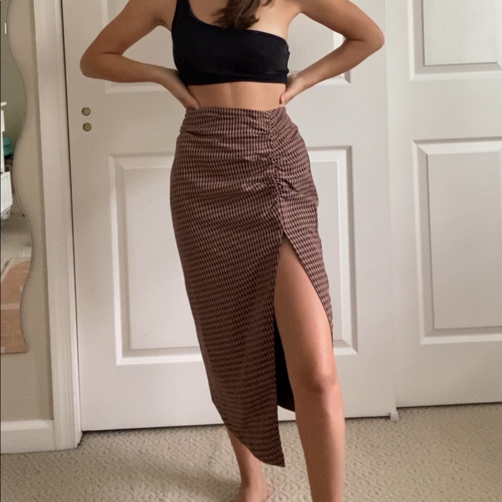 NWT Capulet Ives Ruched Check Midi Skirt